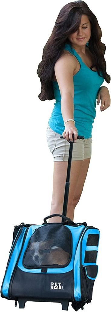 Pet Gear I-GO2 Roller Backpack, Travel Carrier, Car Seat for Cats/Dogs, Mesh Ventilation, Included Tether, Telescoping Handle, Storage Pouch, 1 Model, Available in 5 Colors