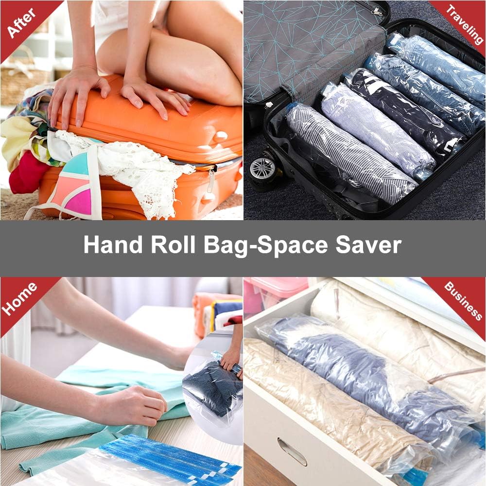 compression bags for travel travel essentials 12 pack space saver bags no vacuum or pump needed vacuum storage bags for 1 4